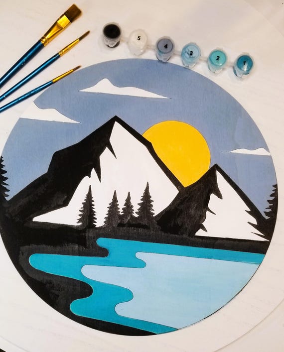 Auremi Malen Nach Zahlen Set Mit Rahmen – Berge Landschaft 20x30 Cm Für Erwachsene & Kinder