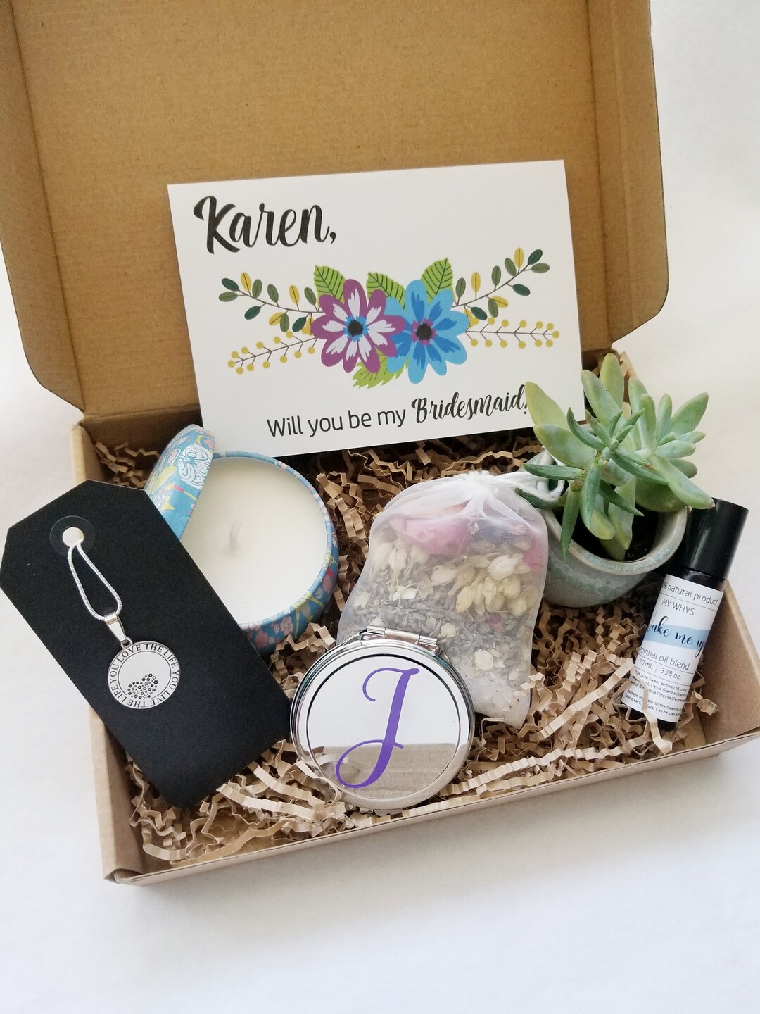 Personalized Bridesmaid Gift Basket, Pre Filled Bridal Proposal Gift