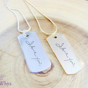 Aangepaste handschriftketting, gepersonaliseerde handgeschreven ketting, zilver/goud gegraveerde staafketting, echte handschriftsieraden, uniseks cadeau