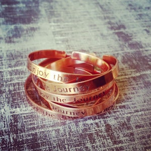 Personalized bridesmaid gift, Copper cuff bracelet Message Cuff, custom name bangle, Stackable bangles, engraved cuff, rose gold bracelet