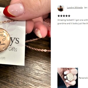 May include: A rose gold locket necklace with a round pendant that says "I Love You My Darling" in cursive handwriting. The locket is on a white card with the text "My Whys Custom Gifts www.My-Whys.com".