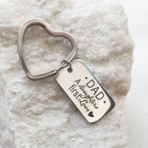 Daddy daughter gift. personalized keychain, message key chain, dad&#39;s birthday gift, custom fathers day gift, heart key holder, under 15