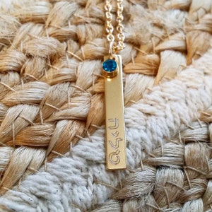 Custom Hebrew name Necklace, personalized Judaica jewelry, engraved bar necklace, Birthstone jewelry, Bat Mitzvah gift, Hanukkah present