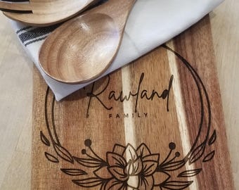 Custom cutting board, Personalized housewarming gift, Engraved Charcuterie board, realtor closing gift, New home owner gift, first home gift