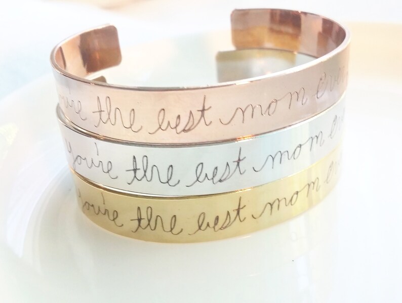 Personalized custom Handwriting cuff bracelet handwritten Etsy