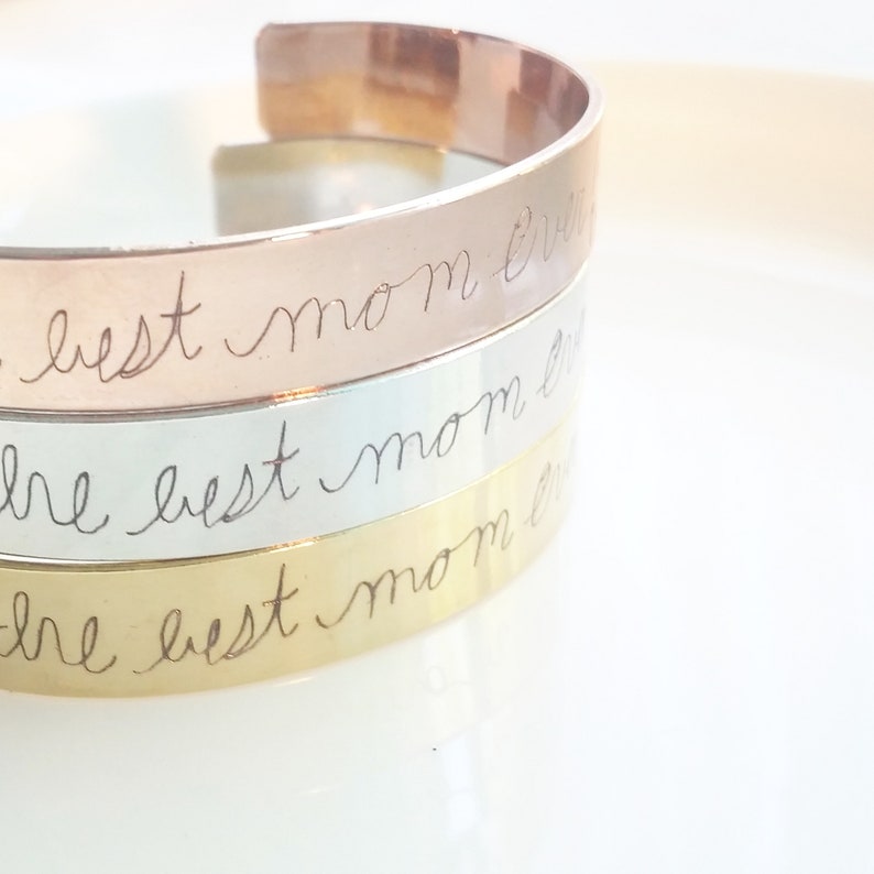 Personalized custom Handwriting cuff bracelet handwritten Etsy