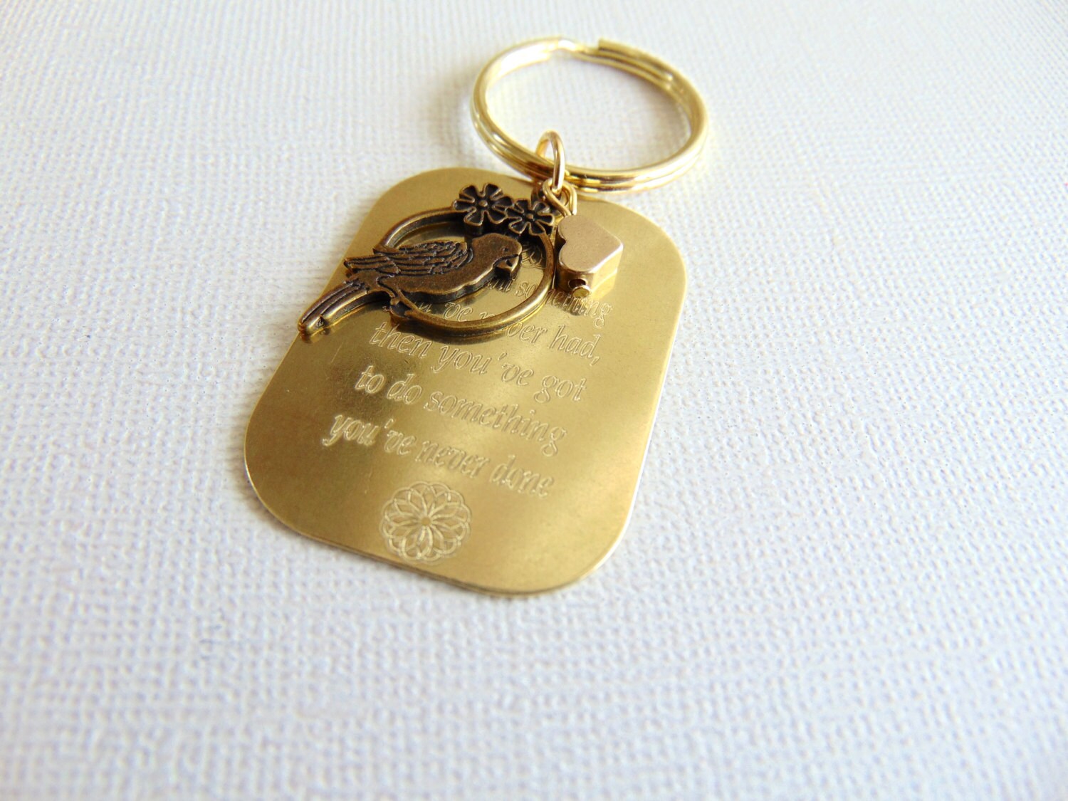 Custom Personalized Keychain, Hand Stamped Unique Key Ring, Message Key ...