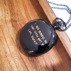 Actual Handwriting watch, custom pocket watch, personalized man gift, engraved watch chain, custom signature, father's day gift, steampunk.