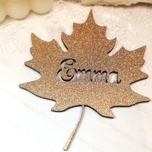Custom Dinner Party place card, Thanksgiving Decor Name Tags, Fall Place Tags, Personalized wood Leaf tag, Friendsgiving Dinner table tag