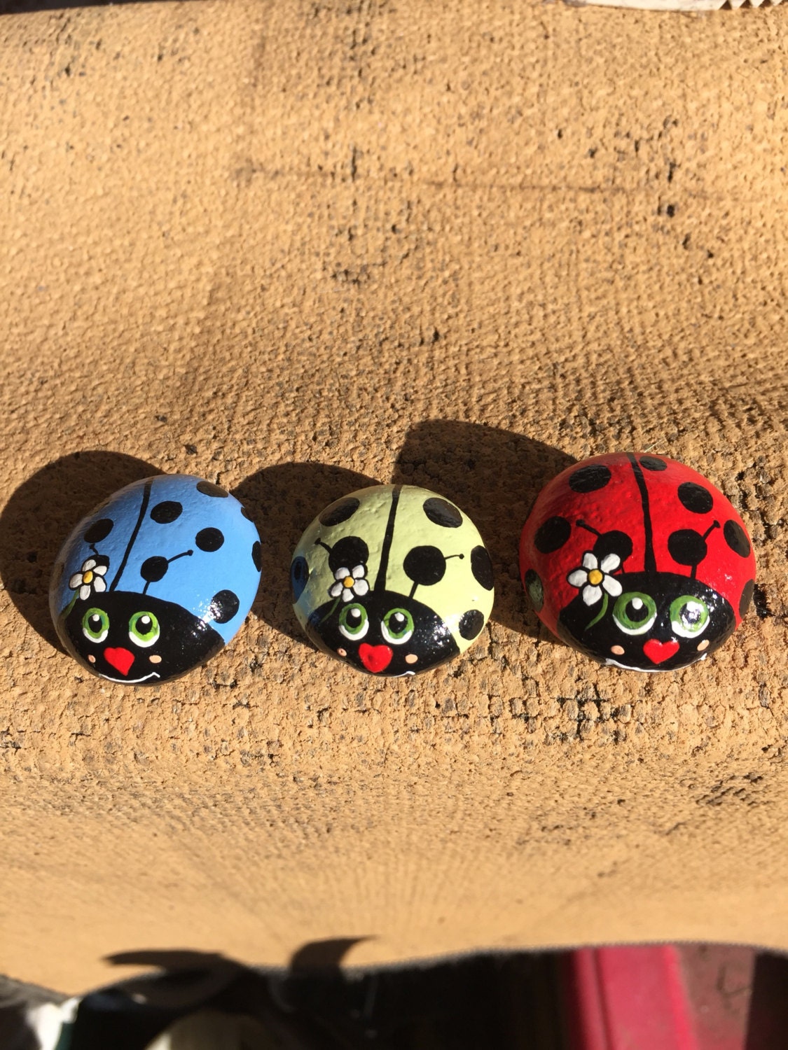 Божья коровка из камня