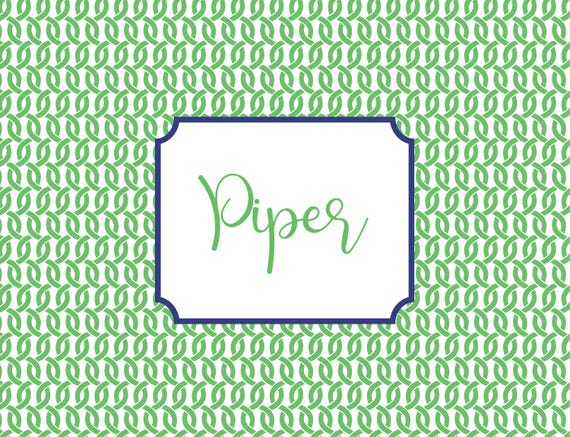 Item #2452 Linked pattern in Kelly Green with Navy Accent