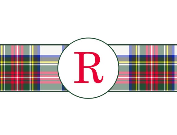 Item #2157 Stewart Plaid Initial Stationery