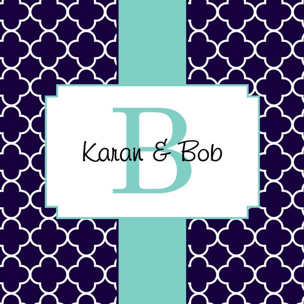 Item #10018 Navy Quatrefoil, classic with a pop of trendy color.