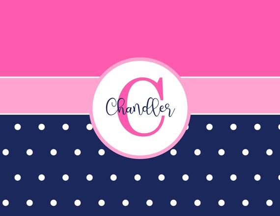 Navy and Pink Polka