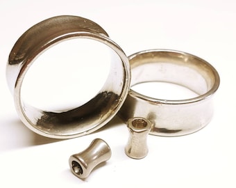 Sterling Silver Tunnels - Handmade  - Plugs and Gauges - can custom make sizes.