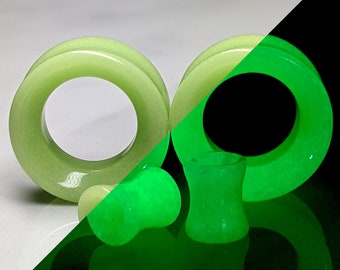 Glow Glass Tunnel Plugs: Double Flare Stretched Ear Gauges (Pair)