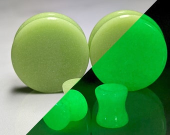 Glow Glas Plugs: Double Flare Gestreckte Ohr Gauges (Paar)
