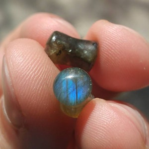 Pair of Blue 2g (6mm) Labradorite Stone Plugs AAA Grade