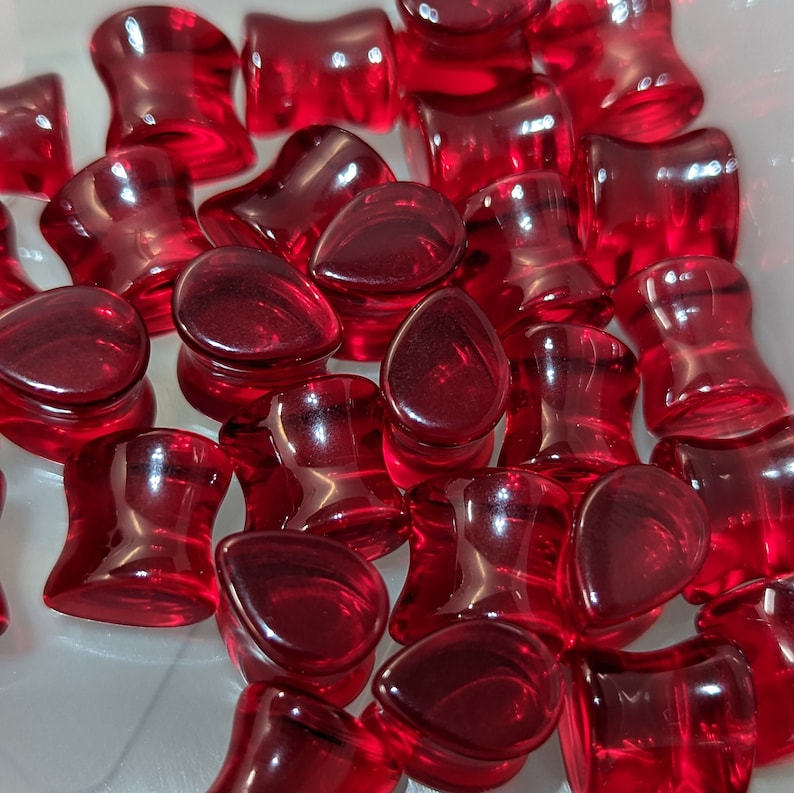 Teardrop Glass Plugs Gauges Dark Rose/red Glass Plugs Etsy