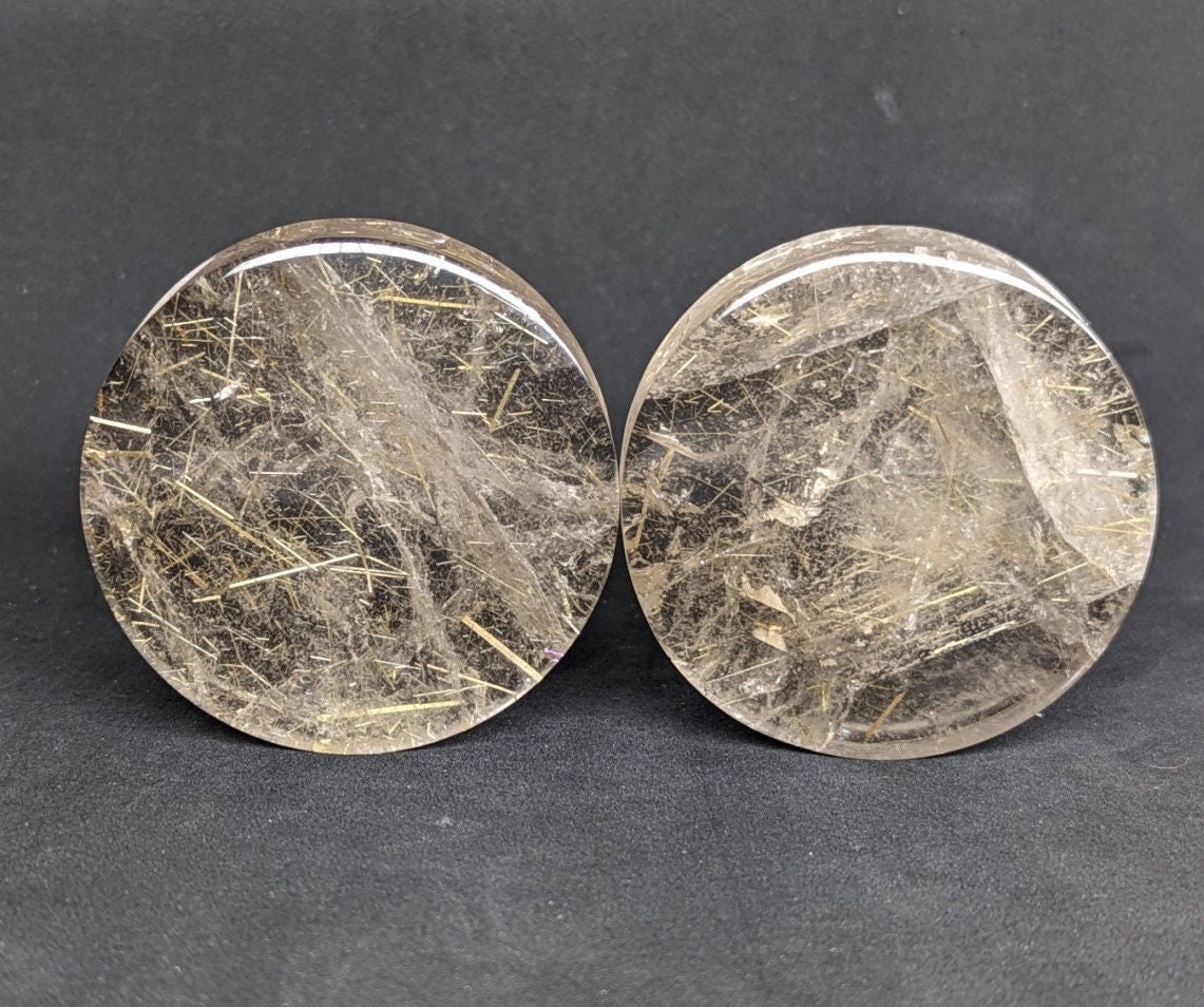 Quartz Inlay Rutilated Quartz Plugs