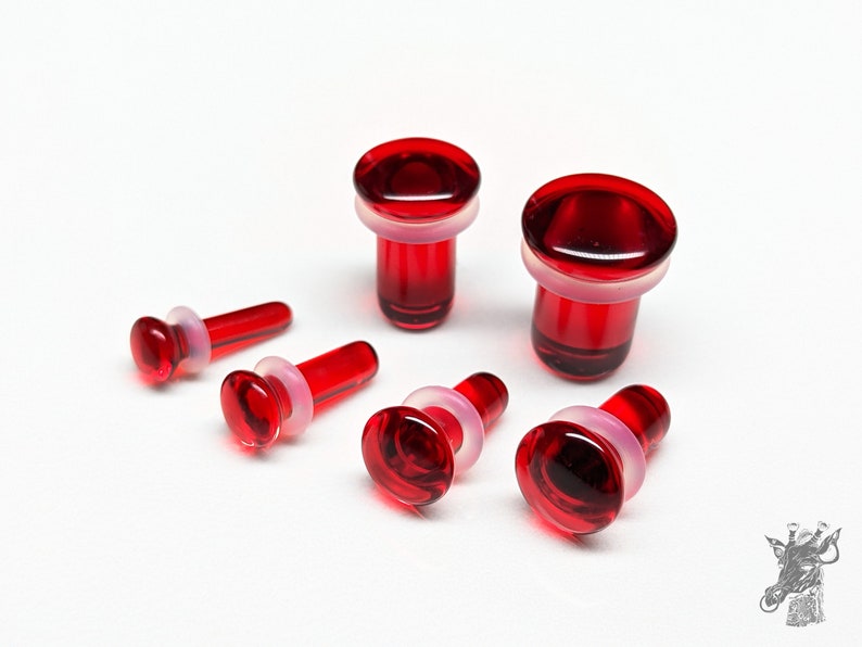 Glass Plugs Gauges Dark Rose/red Glass Plugs Single Flare Etsy
