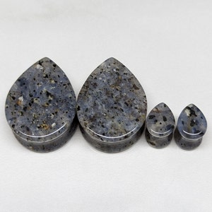 Teardrop Speckled Quartz Stone Plugs: Double Flare Gauges (Pair)