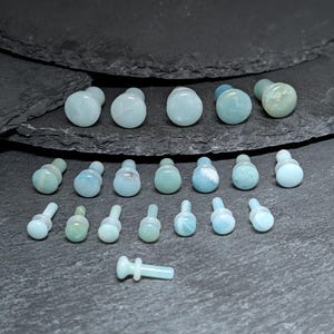 Amazonite Stone Plugs: Single Flare, Stretched Ear Body Jewelry (Pair)