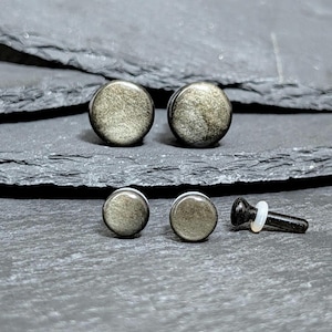 Golden Obsidian Stone Plugs: Single Flare, Stretched Ears (Pair)