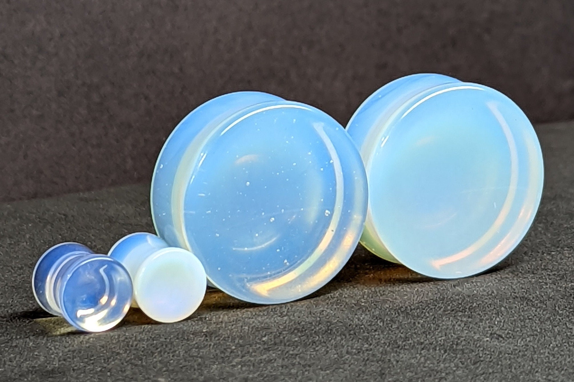 Un Paio Di Tappi Svasati In Pietra Opalite Con Fiori Di Rosa - Foto 8