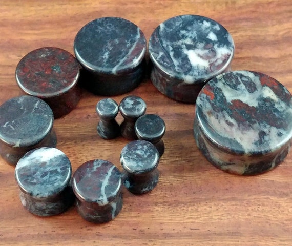 Organic Double Flared Red Jasper Stone Heart Shape Natural Ear Plugs Spacers Organic Double Flared Red Jasper Stone Heart Shape Natural Ear Plugs Spacers