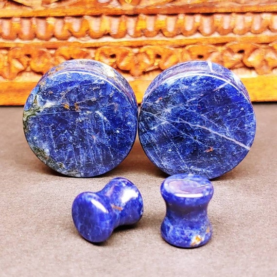Double Flared Blue Lapislazuli Stone Plugs Double Flared Blue Lapislazuli Stone Plugs