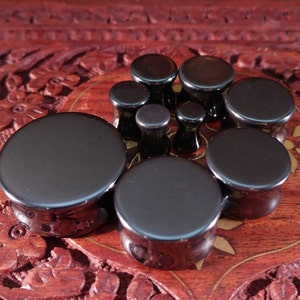 Hematite Stone Plugs: Double Flare Stretched Ear Gauges (Pair)
