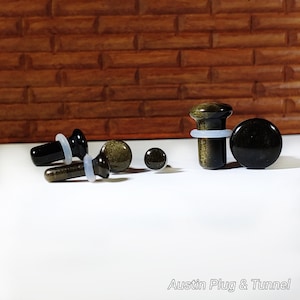 Golden Obsidian Stein Plugs: Single Flare, gestreckte Ohren (Paar)