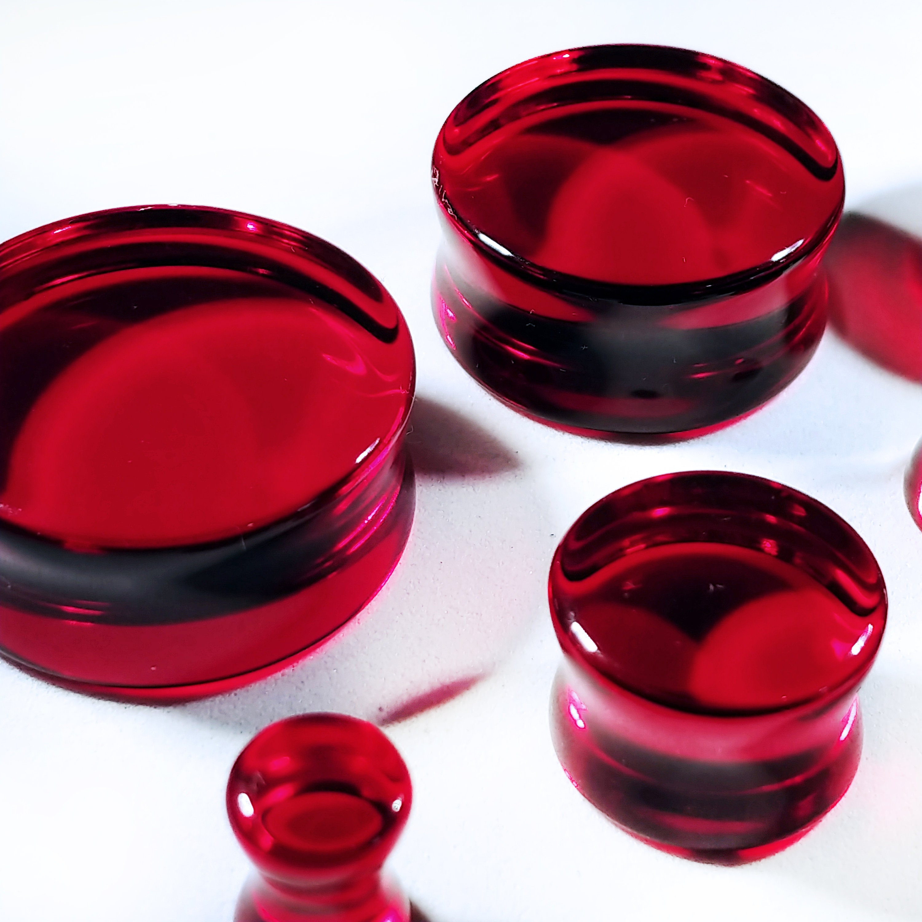 Glass Plugs Gauges Dark Rose/red Glass Plugs Double Flare Etsy