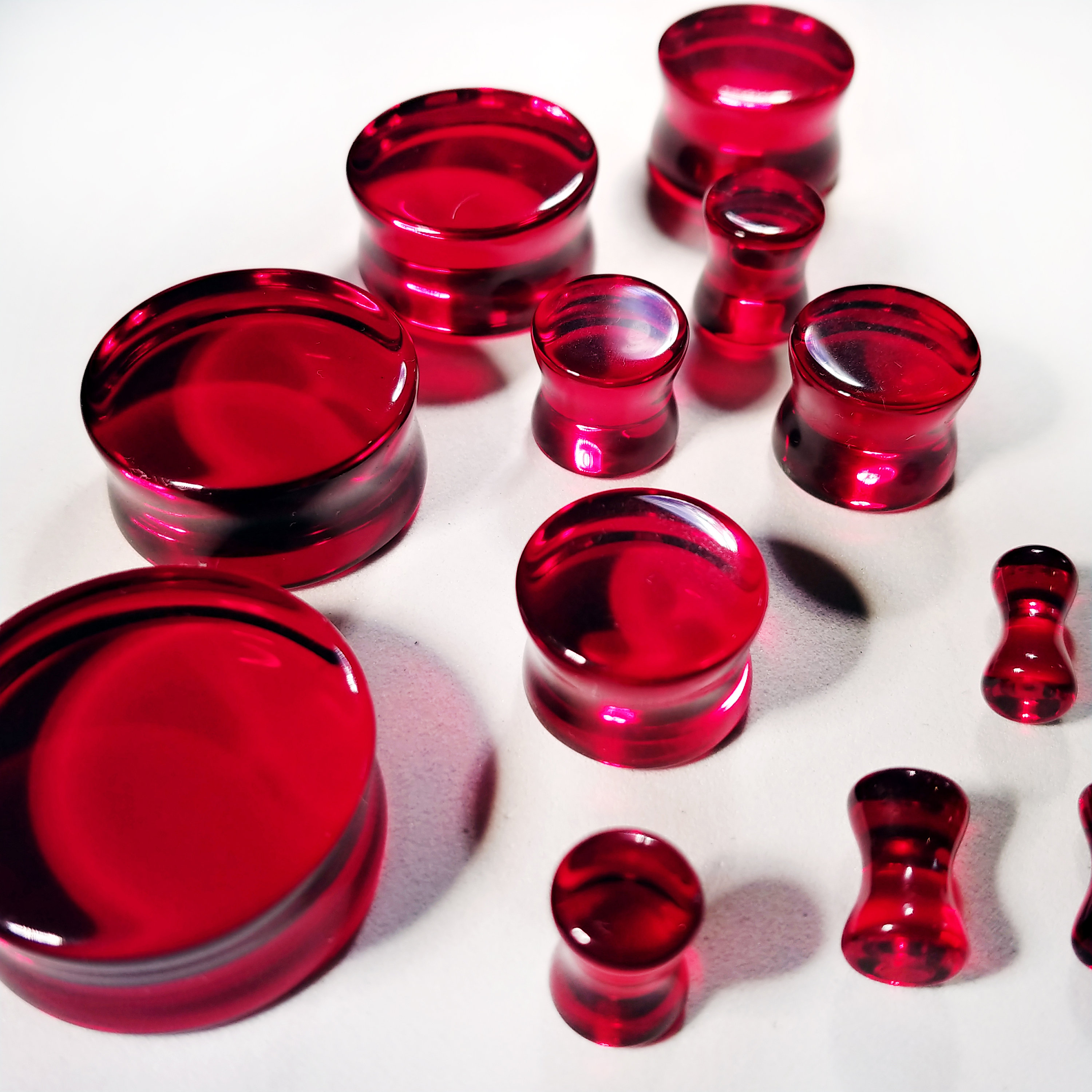 Glass Plugs Gauges Dark Rose/red Glass Plugs Double Flare Etsy