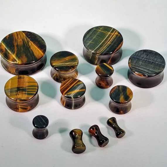 Organic Natural Red Tiger's Eye Double Flared Stone Plugs Organic Natural Red Tiger's Eye Double Flared Stone Plugs