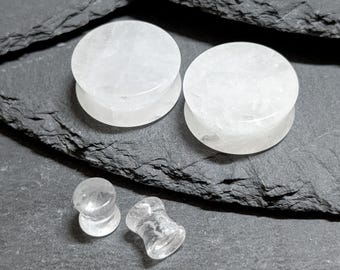 Crystal Glass Plugs: Double Flare Stretched Ear Gauges (Pair)