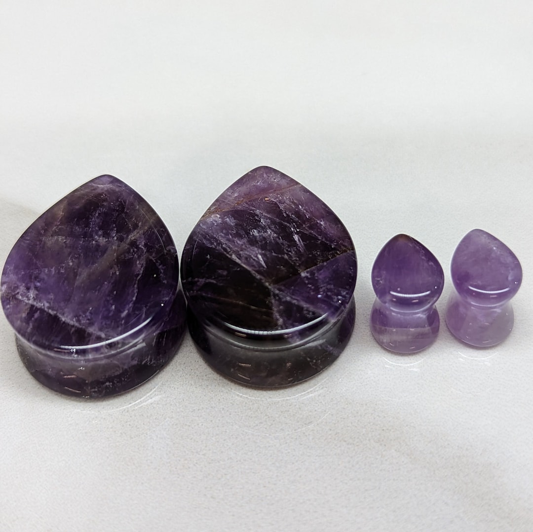 1 paio di dilatatori per le orecchie in oro giallo vermeil GARNET - veri e propri gioielli per piercing sicuri - Italia