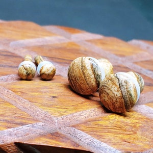 Picture Jasper Stone Plugs: Single Flare, Stretched Ear Gauges (Pair)