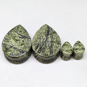 Teardrop Serpentine Jasper Stone Plugs: Double Flare Gauges