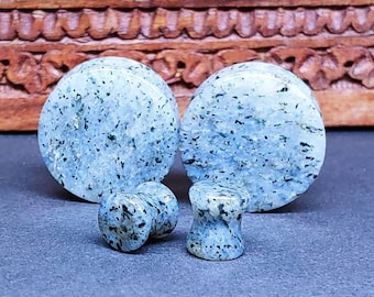 Speckled Quartz Stone Plugs: Double Flare Gauges (Pair)