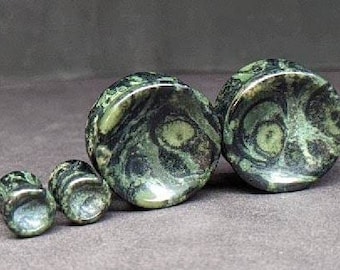 Konkave Grün Augen Jaspis Stein Plugs