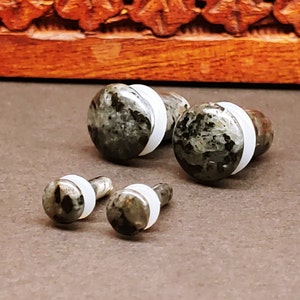 Larvikite Stone Plugs: Single Flare Gauges for Stretched Ears (Pair)