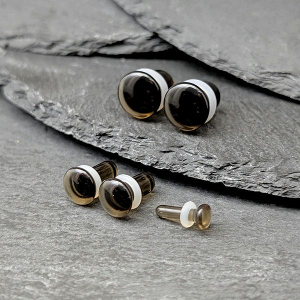Espresso Brown Glass Plugs: Single Flare Stretched Ear Jewelry (Pair)