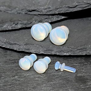 Opalite Glass Plugs: Single Flare Stretched Ear Body Jewelry (Pair)
