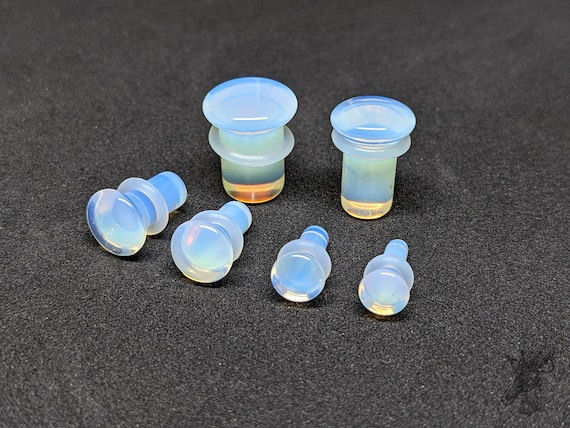 Organic Natural Opalite Double Flared Glass Double Flared Plugs Organic Natural Opalite Double Flared Glass Double Flared Plugs