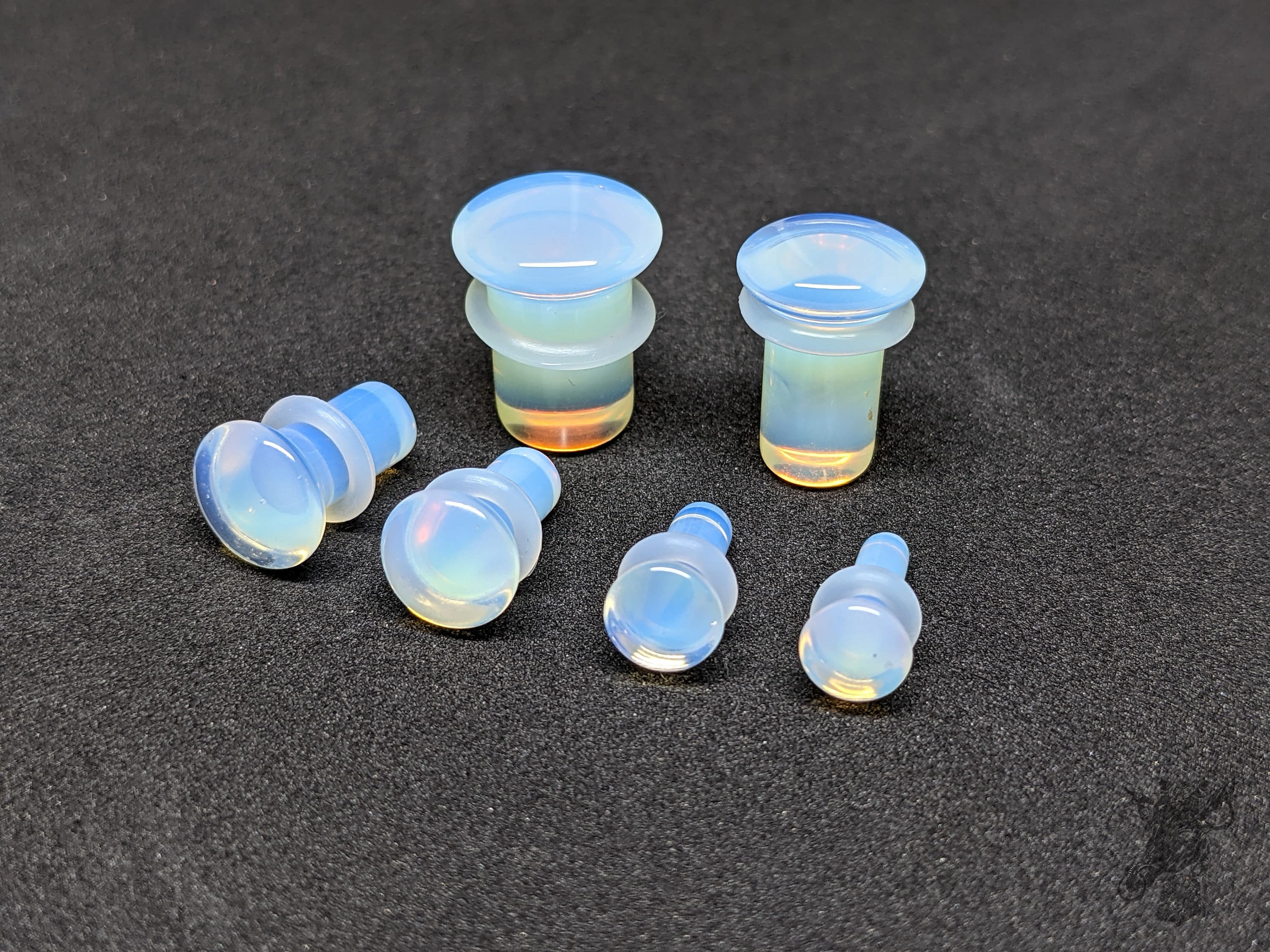 Opalite Glass Plugs: Single Flare Stretched Ear Body Jewelry (Pair)