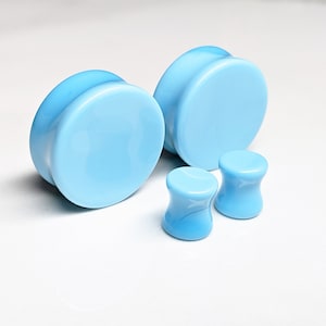 Teal Blue Glass Plugs: Double Flare Stretched Ear Jewelry