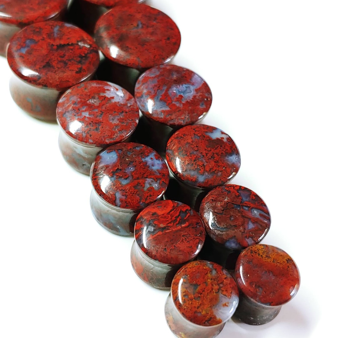 Hungarian Agate Stone Plugs / Gauges. Rare and Unique Custom Handmade
