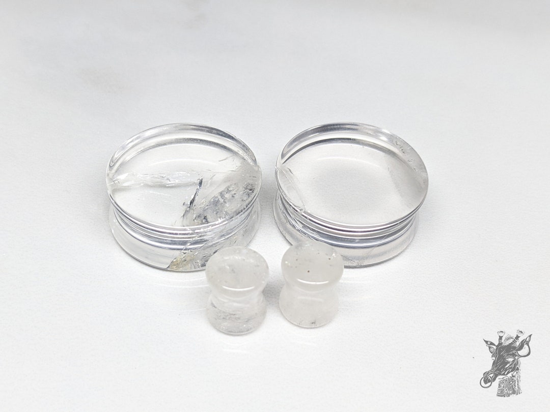 PAIR Of Glow In The Dark Sparkles Pyrex Glass Double Flare Plugs Body - Foto 4